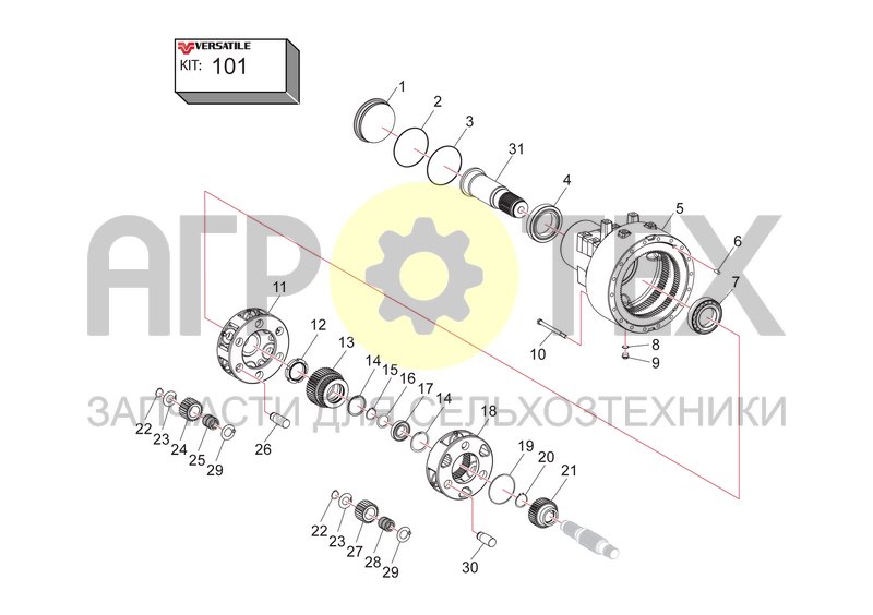 Чертеж Axle Tube & Planet Carriers (RC1.04.001)